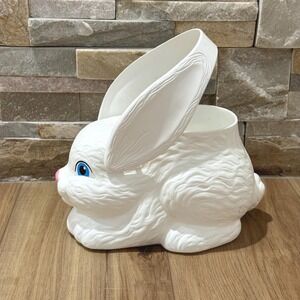 Vintage Empire Easter Bunny blow mold plastic basket bucket with swing handle